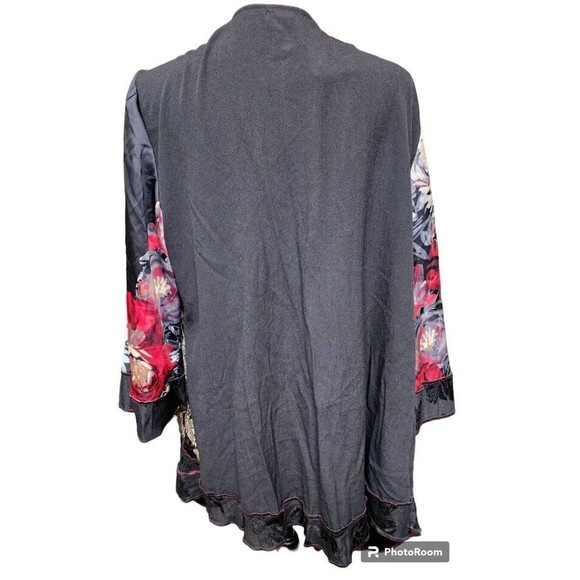 Embroidered Lace Velvet Burn Out Open Fron Kimono Style Top Size 1X NWT - Picture 5 of 10
